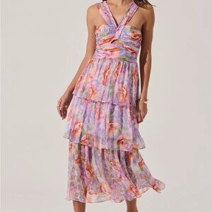Astr Floral Tiered Dress - Multicolor